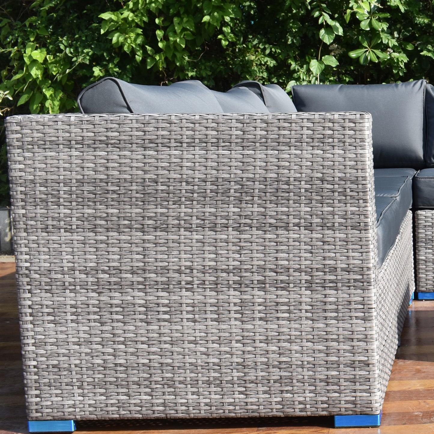 Wholesale(MOQ 50 Pieces) 9 Pieces Rattan Corner L-Shaped Sofa With 6-Seater Lounge Chairs Set & Two Ottomans Can Be Stored Under Coffee Table(Included)