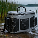 WCB1912 Red Black Waterproof Insulated Cooler Bag with Multi Side Pockets & Rubber Top Handle for Fishing Camping
