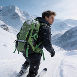 HDB1906 Green Black Waterproof Hiking Backpack with Reflective Strips & Adjustable Harness for Mountain Trekking