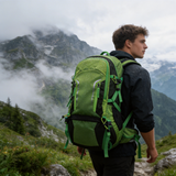 HDB1906 Green Black Waterproof Hiking Backpack with Reflective Strips & Adjustable Harness for Mountain Trekking