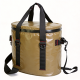WCB1906 Khaki Round Waterproof Insulated Cooler Bucket Bag with Detachable Shoulder Strap for Camping Fishing