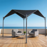 PGL2403 Black Canopy Patio Gazebo with Grey Metal Frame – Modern Outdoor Sun Shade for Deck & Balcony