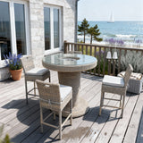 BTY2503 5-Piece Grey Rattan Wicker Bar Set with Glass Top – Coastal Beach Patio Furniture