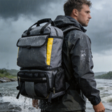FSB1903 Grey Yellow Accent Waterproof Outdoor Backpack with Multi Pockets for Hiking Fishing River Travel