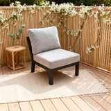 WLSF2526S6 Black Metal Frame Modular Outdoor Corner Chair with Light Grey Cushions – New England Countryside Patio Seating