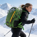 HDB1904 Green Yellow Snowproof Ski Backpack with Adjustable Harness for Winter Mountaineering & Snow Sports
