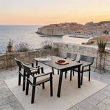 WLSF2571 5-Piece Black Aluminum Outdoor Dining Set – Croatian Coastal Patio Furniture