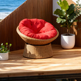 DTY2530 360° Swivel Wicker Papasan Chair with Red Cushion – Coastal Patio Lounge Chair