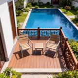 WLSF2587 3-Piece Aluminum & Wood-Look Outdoor Bistro Set – Chinese Garden Patio Furniture