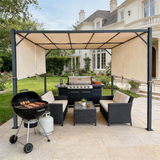 PGL2408 Beige Grill Gazebo with Black Metal Frame –Outdoor BBQ Canopy with Side Panels for Backyard Cooking Area