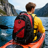 HDB1918 Red Black Waterproof Sports Backpack with Hard Top Handle for Kayaking Water Sports Mountain Hiking