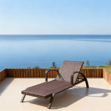 TYSF2620 Dark Brown Rattan Armrest Adjustable Outdoor Sun Lounger – Budva Montenegro Coastal Terrace Luxury Relaxed Outdoor Reclining Sunbed