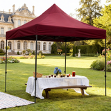 PGL2503 Maroon Pop-Up Canopy Tent with Black Metal Frame – Portable Outdoor Patio Shade for Parties & Backyard Events