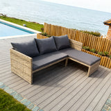 SFTZ257902 Natural Rattan L - Shaped Outdoor Sectional Set with Dark Grey Cushions – Stylish Patio Furniture