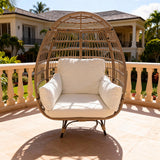 ZY2501 Tropical Rattan Egg Chair with Stand – Indoor Outdoor Wicker Lounger