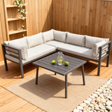 WLSF2511 Dark Grey Metal Frame L-Shaped Outdoor Sectional Sofa Set with Square Coffee Table – Santa Barbara California Modern Luxury Patio Furniture Set