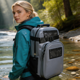 WDF1912 Grey Hard Shell Fully Waterproof Backpack with Multi Mesh Pockets for Kayaking River Hiking