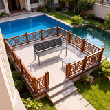 WLSF2588 2-Piece Black Aluminum Outdoor Bench & Side Table Set – Chinese Garden Patio Furniture