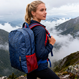 HDB1920 Blue Red Waterproof Lightweight Backpack with Mesh Side Pocket for Mountain Hiking Rainy Outdoor Trips