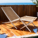 DTY2526 White Frame Rope Woven Outdoor Chaise Lounge Set – Coastal Patio Foldable Sun Lounger with Ottoman