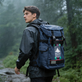 HDB1912 Navy Blue Roll Top Waterproof Backpack with Skateboard Carry Straps for Street Skating Outdoor Hiking