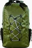 WBP1903 Olive Green Roll Top Waterproof Dry Backpack with External Bungee Cord for Hiking Kayaking