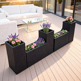OPB250302 5-Piece Modular Black Wicker Planter Set – Tiered Patio Raised Garden Bed