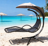 SWC2606 Hanging Chaise Lounge Swing Chair with Canopy – Outdoor Floating Hammock Chair with Shade for Beach Patio