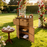 RSB2511 Natural Rattan Garden Bar Cabinet with Drawers – Outdoor Tea & Dessert Serving Station