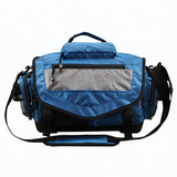 FSB1906 Blue Grey Multi-Pocket Fishing Tackle Duffle Bag with Flip Top & Padded Shoulder Strap for River Lake Angling