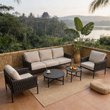 WLSF2561 5-Piece Rope Weave Outdoor Conversation Set with Nested Coffee Tables – Tropical Balinese Patio Furniture