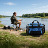 FSB1905 Blue Insulated Fishing Cooler Tackle Bag with Multi Pockets & Detachable Shoulder Strap for Lake Bank Angling