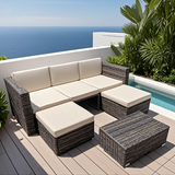 SFTZ2533 Mixed - Tone Wicker L - Shaped Outdoor Sectional Set with Ottomans & Coffee Table – Stylish Patio Lounge Furniture