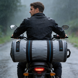 WDF1905 Grey Blue Accent Roll Top Waterproof Motorcycle Dry Duffel Bag for Rainy Road Trips