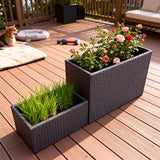 OPB2508 2-Piece Modular Dark Grey Wicker Planter Set – Pet-Friendly Patio Raised Garden Bed