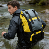HDB1907 Yellow Grey Black Waterproof Outdoor Backpack with Roll Top Design for River Trekking & Hiking