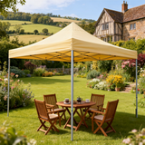 PGL2504 Yellow Pop-Up Canopy Tent with Silver Metal Frame – Portable Outdoor Patio Shade for Garden Parties & Backyard Events