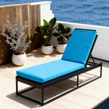 TYSF2593 Black Frame Sky Blue Cushion Adjustable Outdoor Sun Lounger – San Juan Puerto Rico Coastal Terrace Luxury Vibrant Outdoor Reclining Sunbed
