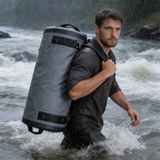 WDF1905 Grey Blue Accent Roll Top Waterproof Motorcycle Dry Duffel Bag for Rainy Road Trips