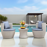 SFTZ2524 Dark Brown Wicker Patio Conversation Set with Round Glass Table – Stylish Outdoor Lounge Furniture