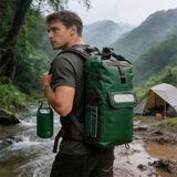 WBP1906 Tan Roll Top Waterproof Dry Backpack with Detachable 2L Bottle Pouch for Kayaking Hiking