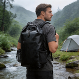WBP1904 Burgundy Roll Top Waterproof Dry Backpack with Mesh Side Pockets for Camping Hiking Kayaking