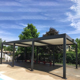 PGL2501-3 Large Black Aluminum Louvered Pergola with Adjustable Roof – Commercial Grade Outdoor Shade Structure for Poolside & Public Areas