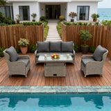SFTZ2562 Grey Wicker Outdoor Lounge Set with Glass Coffee Table & Storage – Stylish Patio Furniture