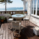 BTY2503 5-Piece Grey Rattan Wicker Bar Set with Glass Top – Coastal Beach Patio Furniture