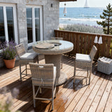 BTY2503 5-Piece Grey Rattan Wicker Bar Set with Glass Top – Coastal Beach Patio Furniture