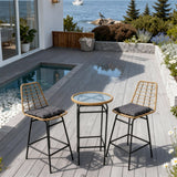 BTY2505 3-Piece Rattan & Metal Outdoor Bar Set – Coastal Sea View Patio Furniture