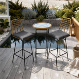 BTY2505 3-Piece Rattan & Metal Outdoor Bar Set – Coastal Sea View Patio Furniture