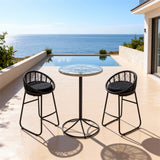 BTY2506 3-Piece Rope & Metal Outdoor Bar Set – Modern Mediterranean Patio Furniture
