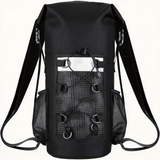 WBP1908 Khaki Roll Top Waterproof Dry Backpack with Reflective Strip & Bungee Cord for Camping Hiking